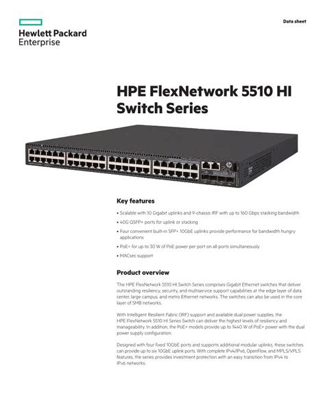HPE FlexNetwork 5510 HI Switch Series Fundamentals .